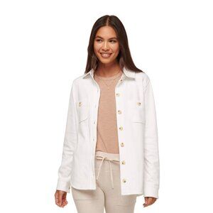 Travis Mathew Cloud Fleece Shacket Women's Size Small White Cotton Blend Relaxed